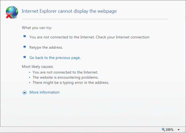 Fix Internet Explorer kan ikke vise nettsidefeilen