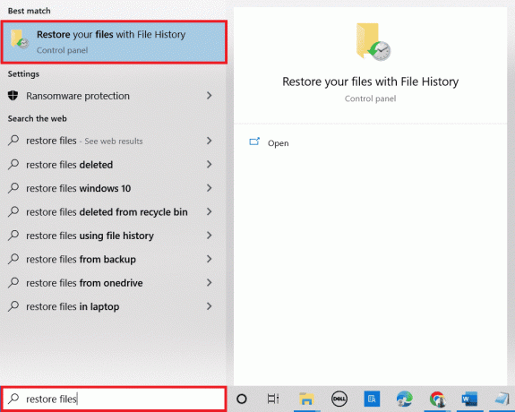 Pritisnite tipku Windows. Upišite Restore Files i kliknite na Restore your files with File History | Gdje idu trajno izbrisane fotografije?
