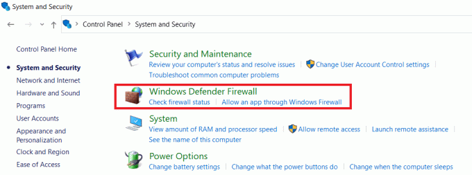 Klicka på Windows Defender-brandväggen