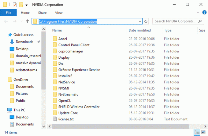 Program Files 폴더에서 NVIDIA Corporation 파일에서 파일 삭제