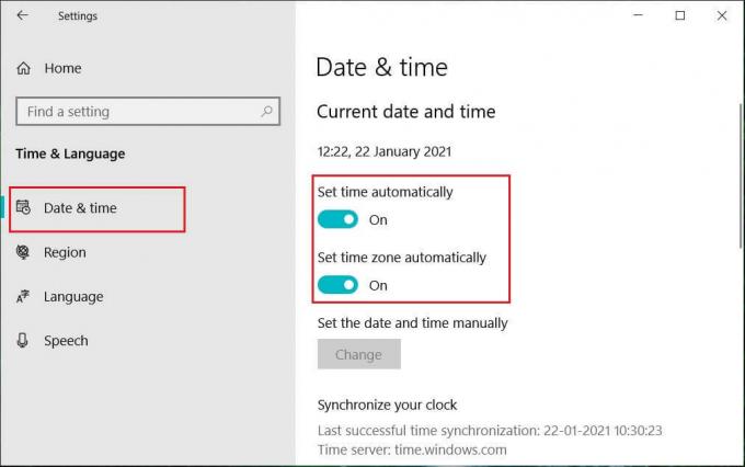 Lülitage SISSE lüliti Määra aeg automaatselt | 4 viisi kuupäeva ja kellaaja muutmiseks Windows 10-s