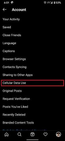All'interno delle opzioni dell'account, vai all'impostazione che legge " Uso dati cellulare".