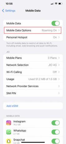 Välj alternativ för mobildata | Hur fixar jag långsamt internet på min iPhone