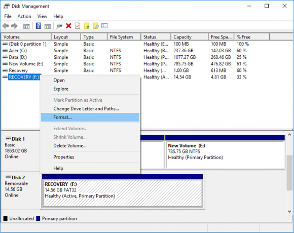 Festplatte oder Laufwerk in der Datenträgerverwaltung formatieren | So formatieren Sie eine Festplatte oder ein Laufwerk in Windows 10