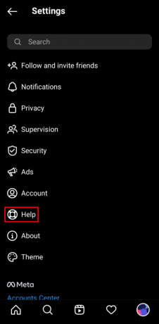 सेटिंग्स से, हेल्प पर टैप करें।