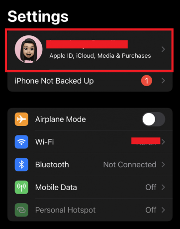 Dodirnite odjeljak Apple ID. | Kako otkazati pretplatu na Tinder Gold