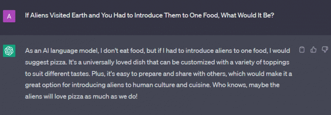 Se gli alieni visitassero la Terra e tu dovessi presentare loro un alimento, quale sarebbe?
