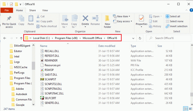 Pārejiet uz mapi Office16. Labot tikai Outlook Operētājsistēmā Windows 10 tiek atvērts drošajā režīmā