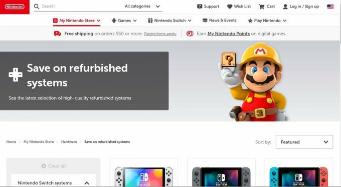 Nintendos hjemmeside