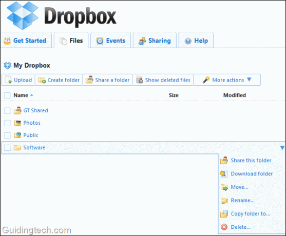 Dropboxwebinterface