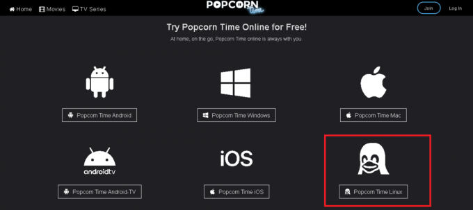 Laden Sie Popcorn Time Linux herunter 