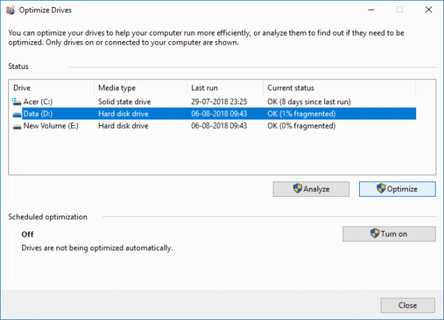 Asemien optimointi ja eheyttäminen Windows 10:ssä | Korjaa korkea suorittimen käyttö järjestelmän tyhjäkäynnillä