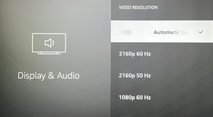 Fire TV 4Kの解像度を選択