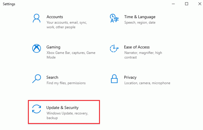 Valitse Päivitys ja suojaus. Korjaa Windows Update -asennusvirhe 0x8007012a