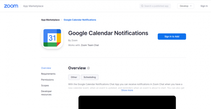 Página web oficial de notificaciones de Google Calendar