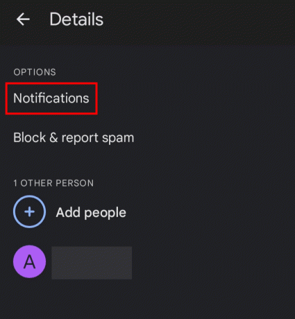 Toca la opción Notificaciones | configurar diferentes sonidos de notificación para diferentes personas en Android