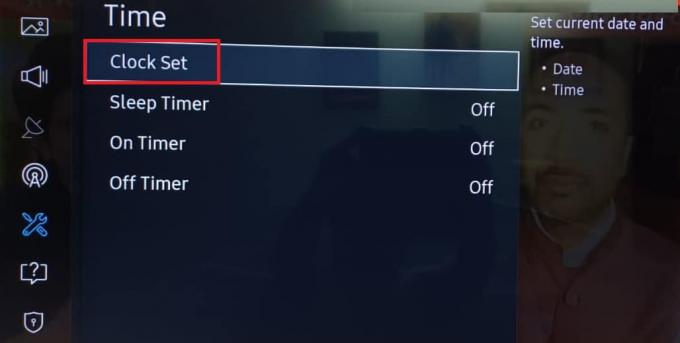 საათის დაყენების დროის პარამეტრები Samsung TV