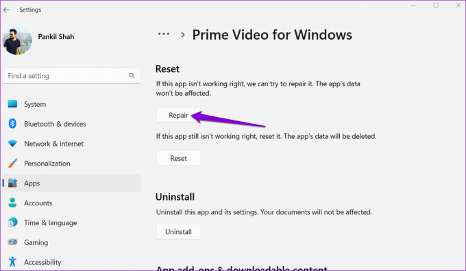 Korjaa Prime Video App Windowsissa