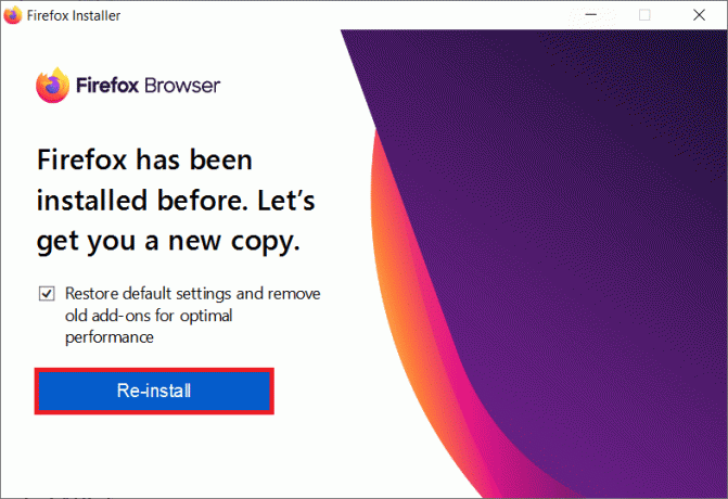 aşağıdaki istemde Yeniden yükle'yi tıklayın. Fix Firefox Yanıt Vermiyor