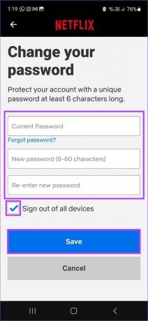 Geben Sie die Details ein und tippen Sie auf Passwort ändern