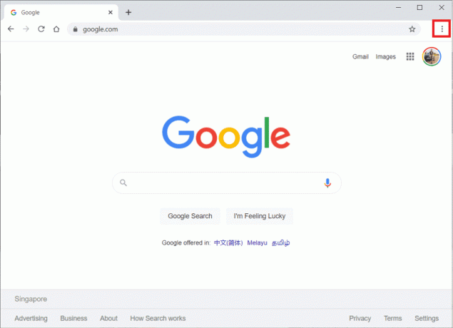 Uruchom Google Chrome i kliknij ikonę z trzema kropkami w prawym górnym rogu