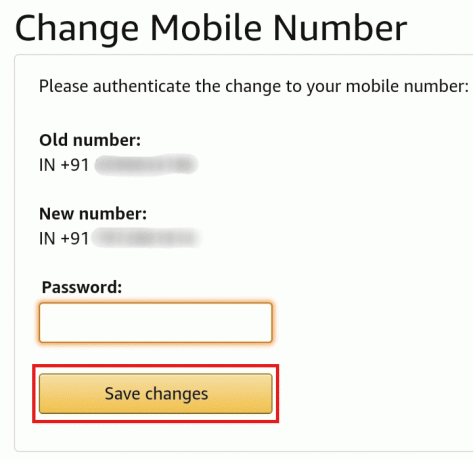 ป้อนรหัสผ่าน amazon ของคุณแล้วคลิกบันทึกการเปลี่ยนแปลงเพื่อบันทึกรายละเอียด