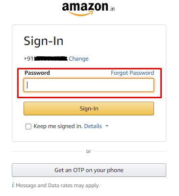 Geben Sie das Passwort ein und klicken Sie auf Anmelden
