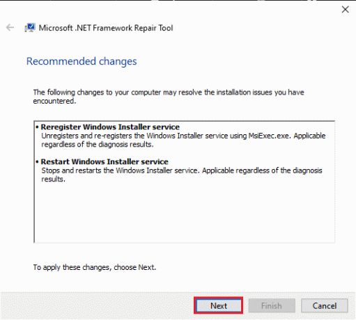 Deixe a ferramenta analisar seu sistema e clique em Avançar para aplicar as alterações recomendadas