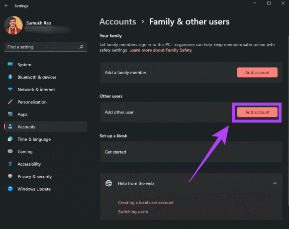 adăugați un cont de utilizator nou