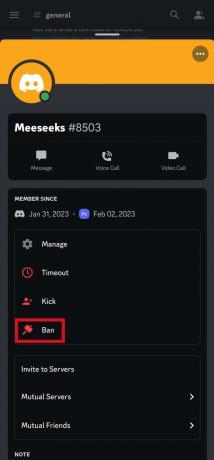 Stuknij w opcję Ban. Jak usunąć kogoś z grupy Discord