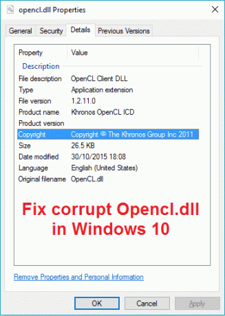 Réparer Opencl.dll corrompu dans Windows 10