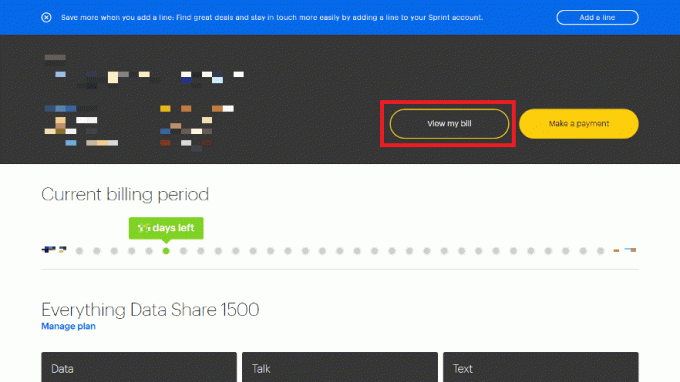 Dalla dashboard, fai clic su Visualizza la mia fattura