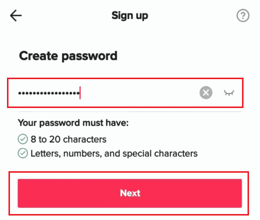 Erstellen Sie ein Passwort und tippen Sie auf Weiter
