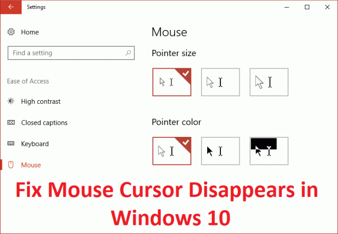 Windows 10에서 마우스 커서가 사라지는 문제 수정
