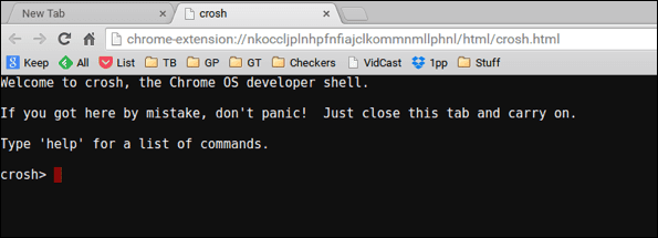 Crosh Shell på Chromebook