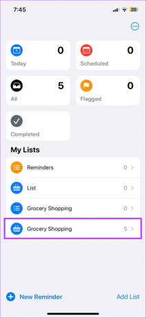 Abra a lista de compras no iPhone