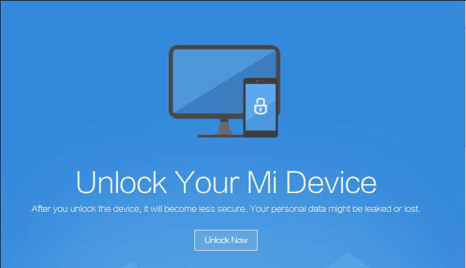 Mi Unlock의 공식 웹사이트. 안드로이드 폰을 루팅하는 방법