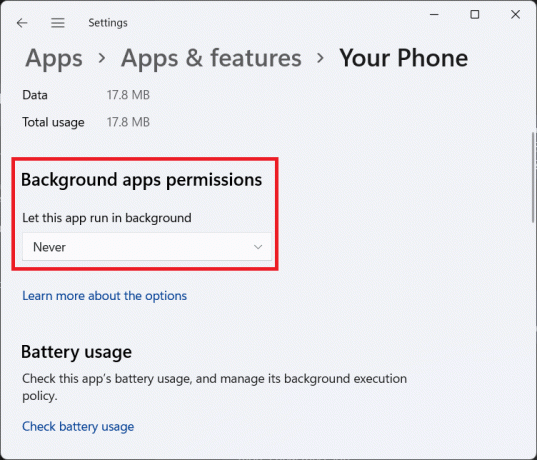 Opción de permiso de aplicaciones en segundo plano en la configuración