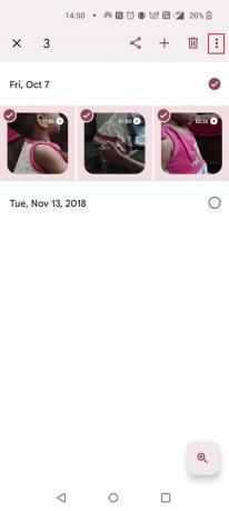 Velg bildene og trykk på de tre prikkene øverst til høyre | Slik sletter du Google Auto Backup-bilder