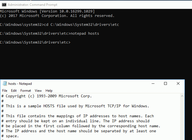 명령은 편집 가능한 호스트 파일을 엽니다. Windows 10에서 호스트 파일을 편집할 때 액세스 거부 수정