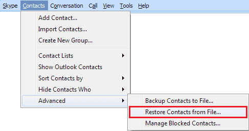 Restaurați contactele Skype