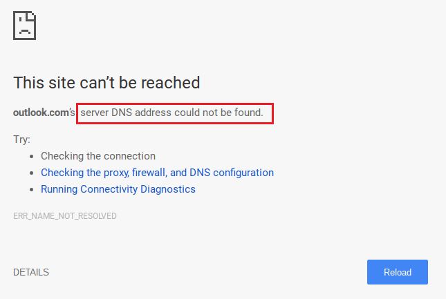 L'adresse DNS du serveur fixe n'a pas pu être trouvée erreur