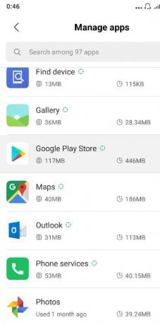 Wählen Sie aus der Liste der Apps „Google Play Store“ aus.
