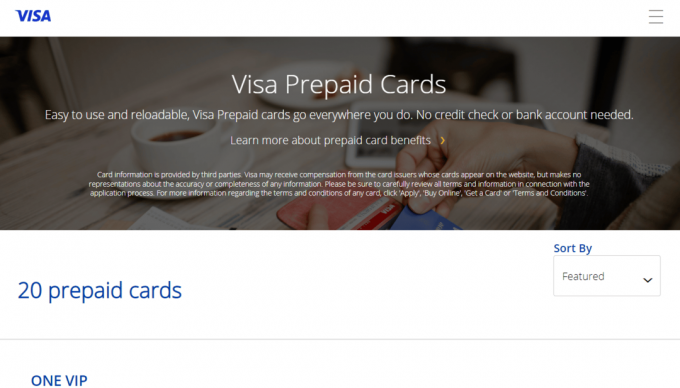 forhåndsbetalte Visa-kort