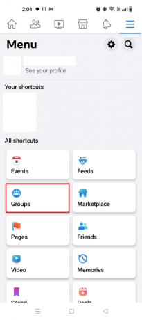 Tippen Sie im Menü-Tab auf Gruppen | So fügen Sie Dateien zu einer Facebook-Gruppe hinzu