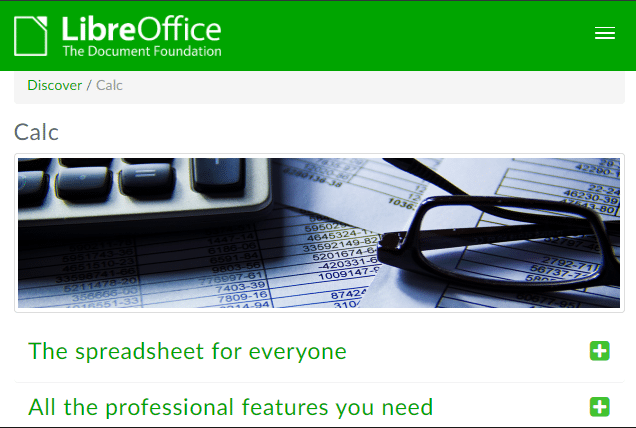 Officiële website van LibreOffice Calc. Beste CSV-editor voor Windows