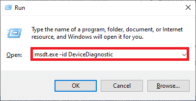 Escriba msdt.exe id DeviceDiagnostic y presione Enter. Arreglar la videollamada de Microsoft Teams que no funciona