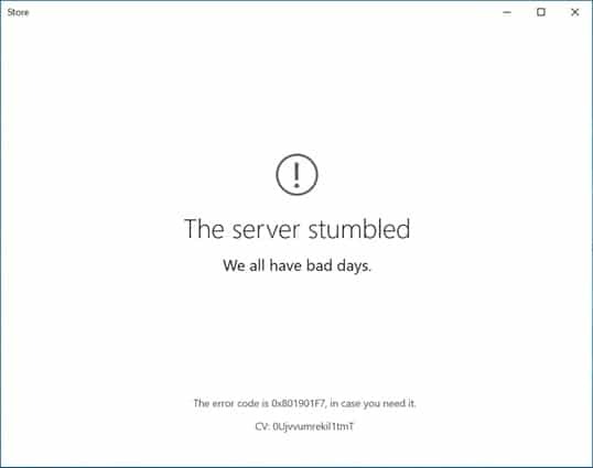 Opravit chybu Windows Store The Server Stumbled