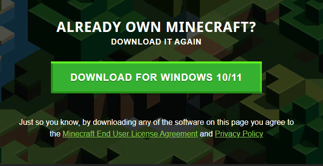 Látogassa meg a Minecraft Launcher hivatalos webhelyét