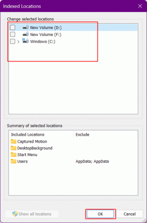 Törölje az összes hely jelölését, és kattintson az OK gombra. 17 módszer a Windows 11 nem működő Start menüjének javítására